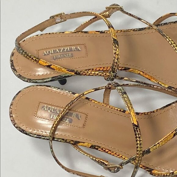 Aquazzura Carolyne Snakeskin Strappy Sandals size 36.5 - Picture 9 of 12